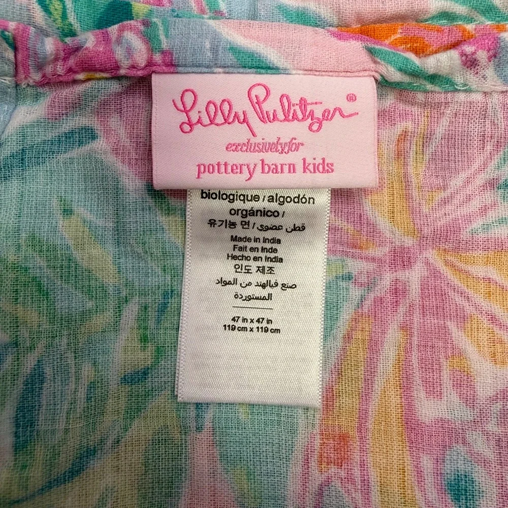 Lilly Pulitzer Pottery Barn Kids Organic Cotton Muslin Swaddle Butterfly Pink